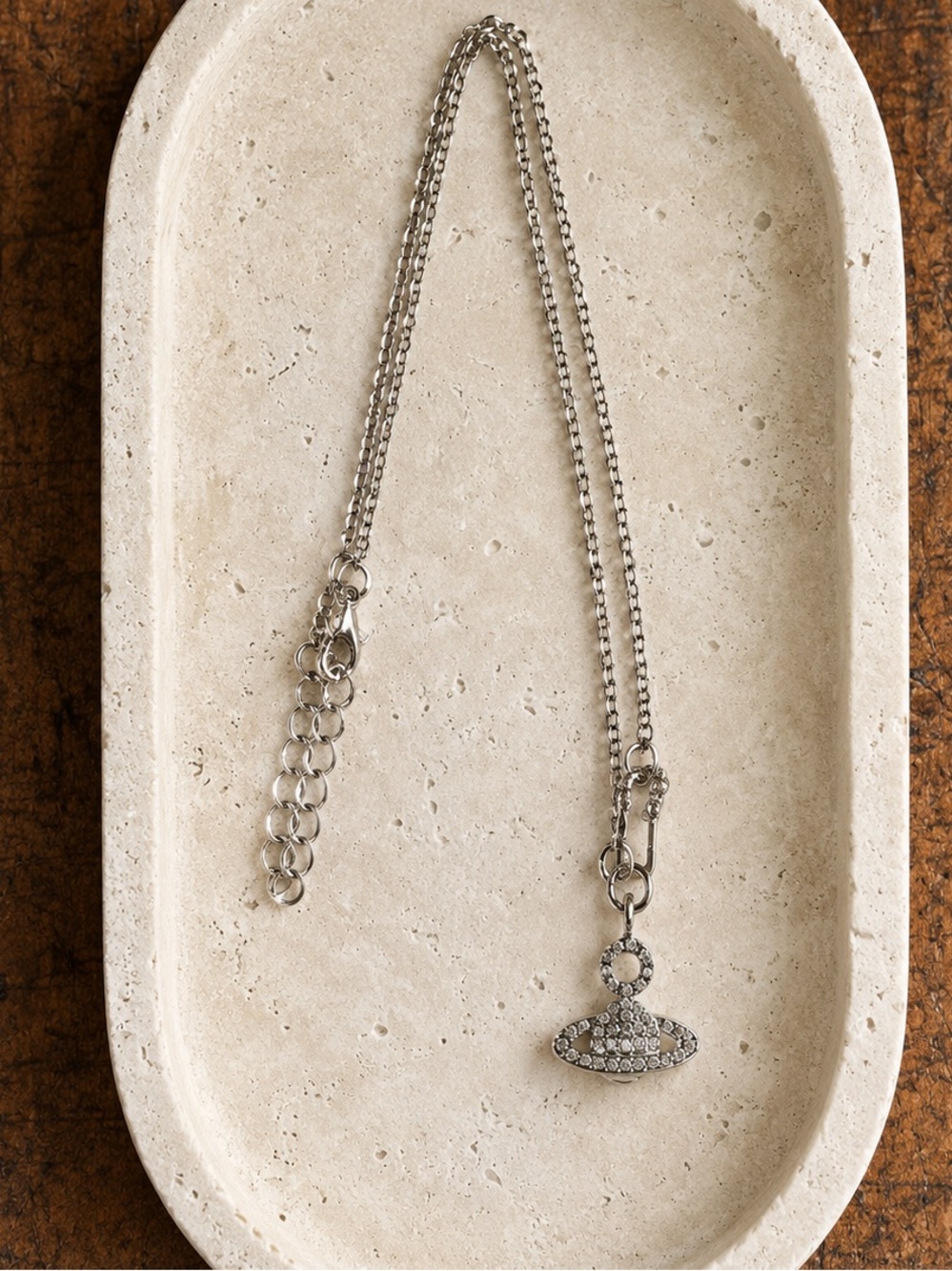 Crystal Orb Pendant Necklace in Silver